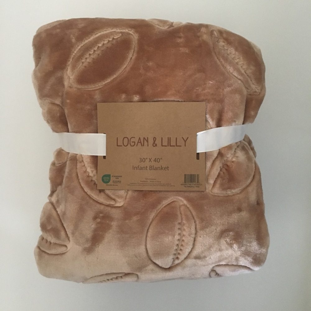 NEW Baby Blanket Brown Embossed Football Theme Baby Gift | Logan & Lilly